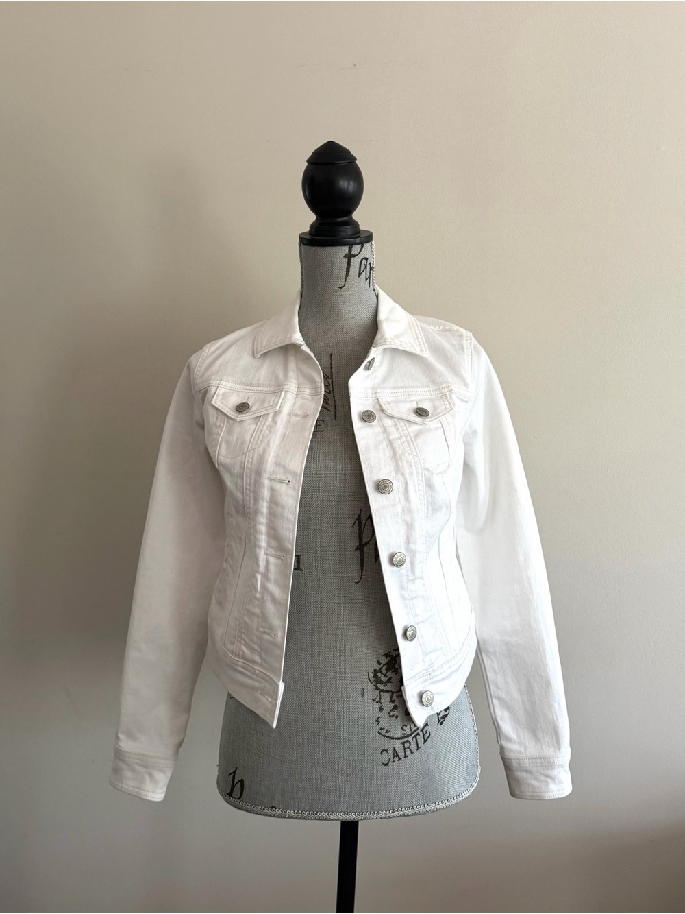 Old Navy White Denim Jacket Cropped Stretch XS